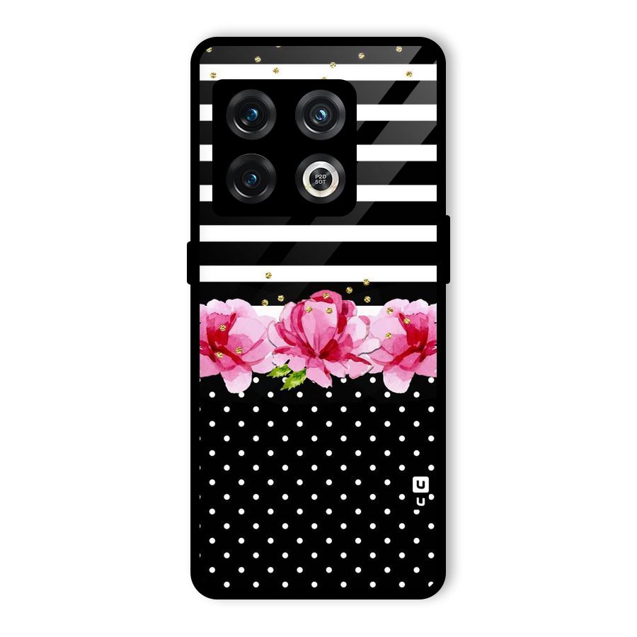 Polka Floral Stripes Glass Back Case for OnePlus 10 Pro 5G