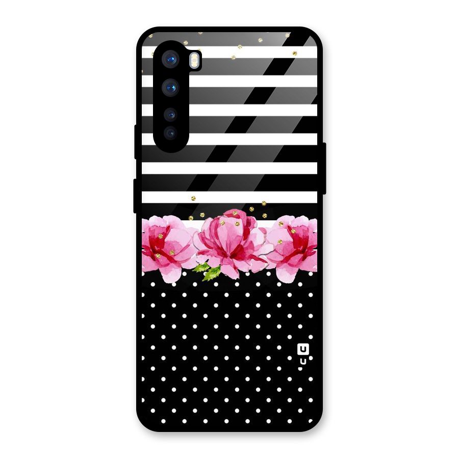 Polka Floral Stripes Glass Back Case for OnePlus Nord