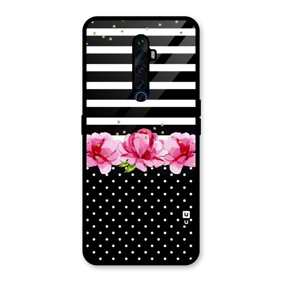 Polka Floral Stripes Glass Back Case for Oppo Reno2 Z