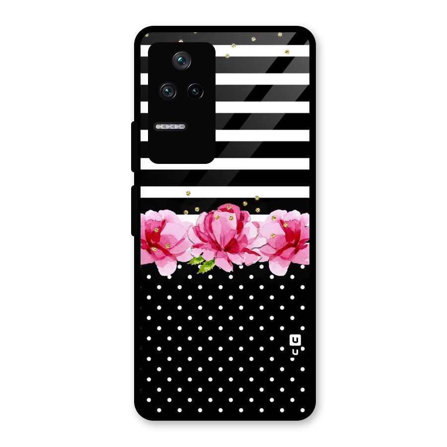 Polka Floral Stripes Glass Back Case for Poco F4 5G
