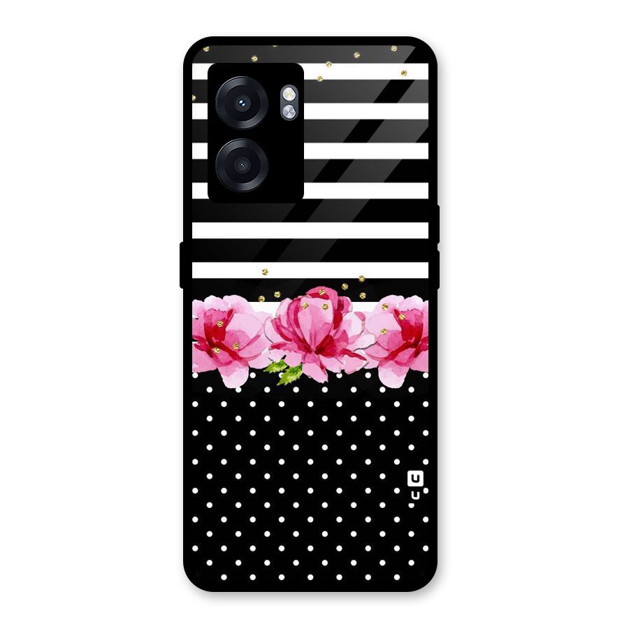Polka Floral Stripes Glass Back Case for Realme Narzo 50 5G
