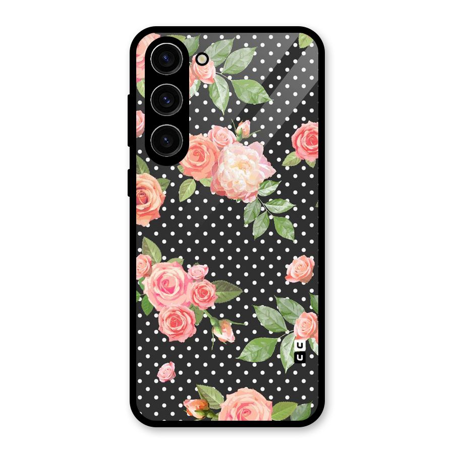 Polka Peach Glass Back Case for Galaxy S23 Plus