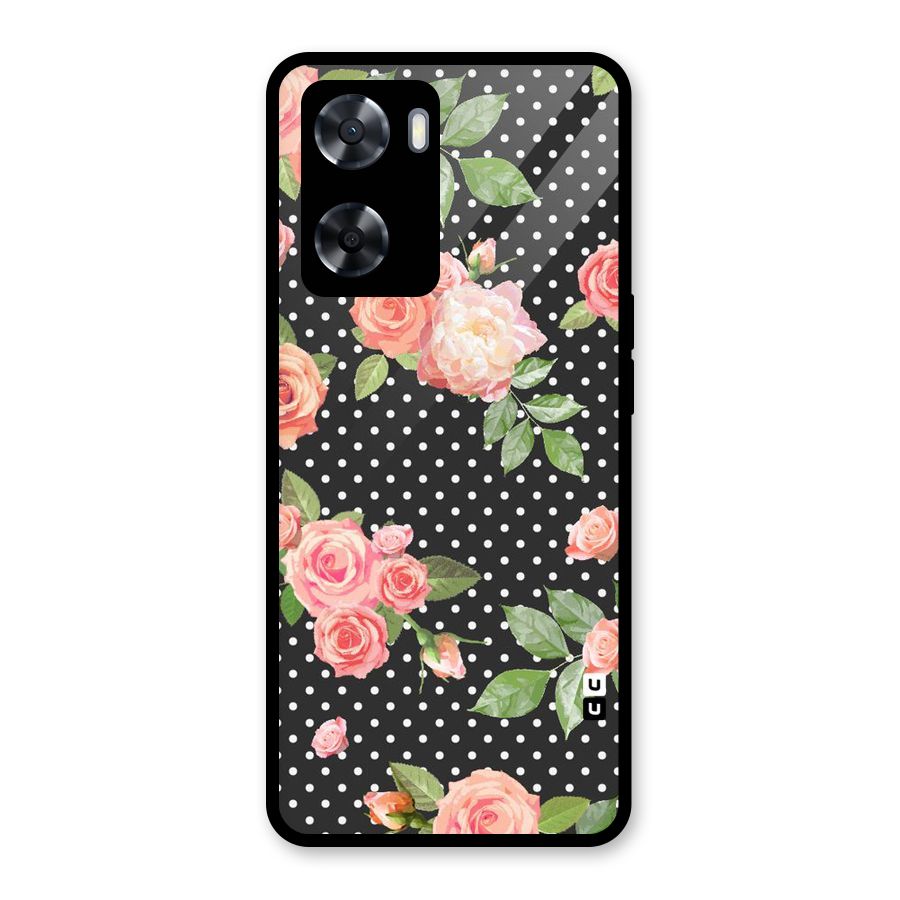 Polka Peach Glass Back Case for Oppo A57 2022