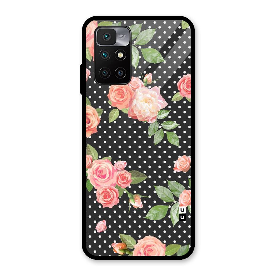 Polka Peach Glass Back Case for Redmi 10 Prime