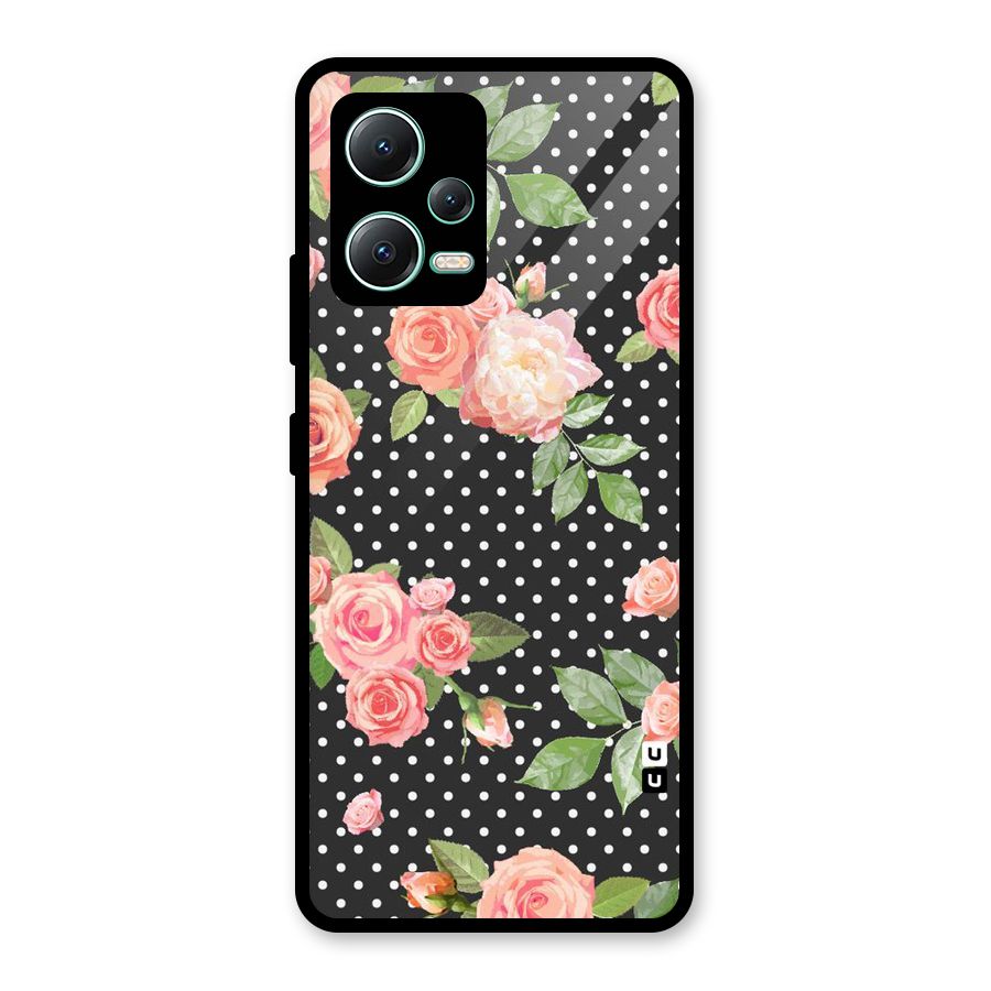 Polka Peach Glass Back Case for Redmi Note 12 5G