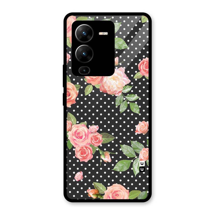 Polka Peach Glass Back Case for Vivo V25 Pro