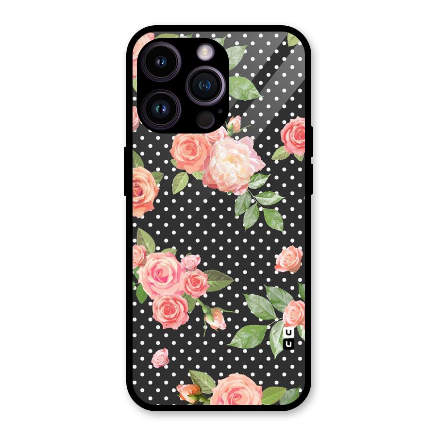 Polka Peach Glass Back Case for iPhone 14 Pro Max