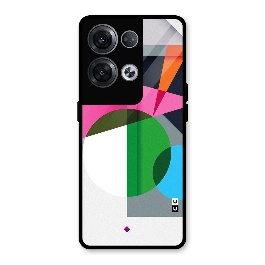 Polygons Cute Pattern Glass Back Case for Oppo Reno8 Pro 5G