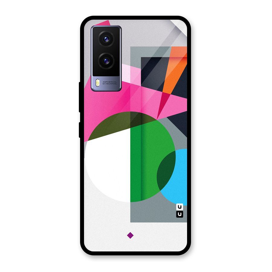 Polygons Cute Pattern Glass Back Case for Vivo V21e 5G