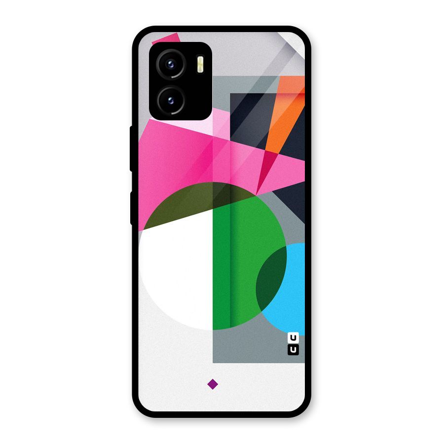 Polygons Cute Pattern Glass Back Case for Vivo Y15s