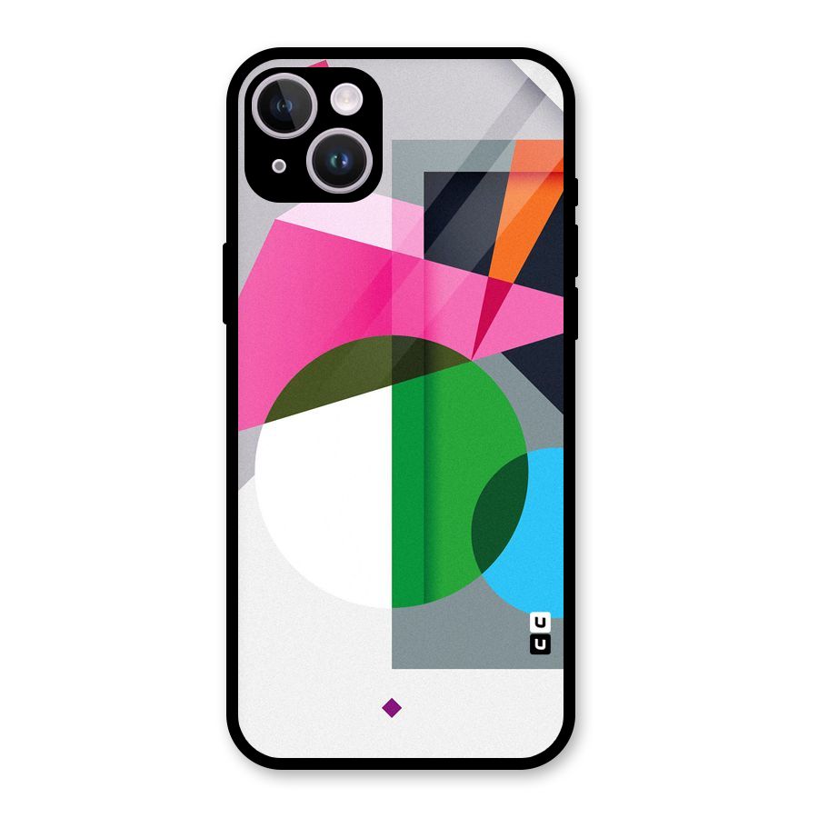 Polygons Cute Pattern Glass Back Case for iPhone 14 Plus