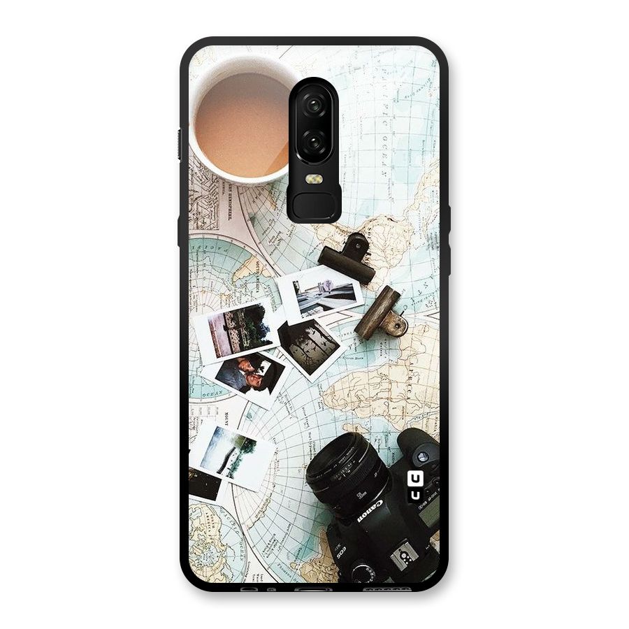 Post Stamps Travel Glass Back Case for OnePlus 6
