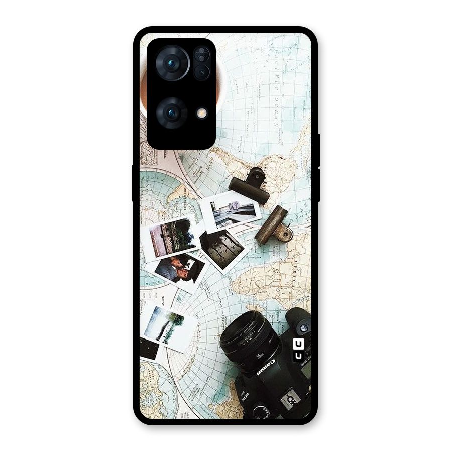 Post Stamps Travel Glass Back Case for Oppo Reno7 Pro 5G