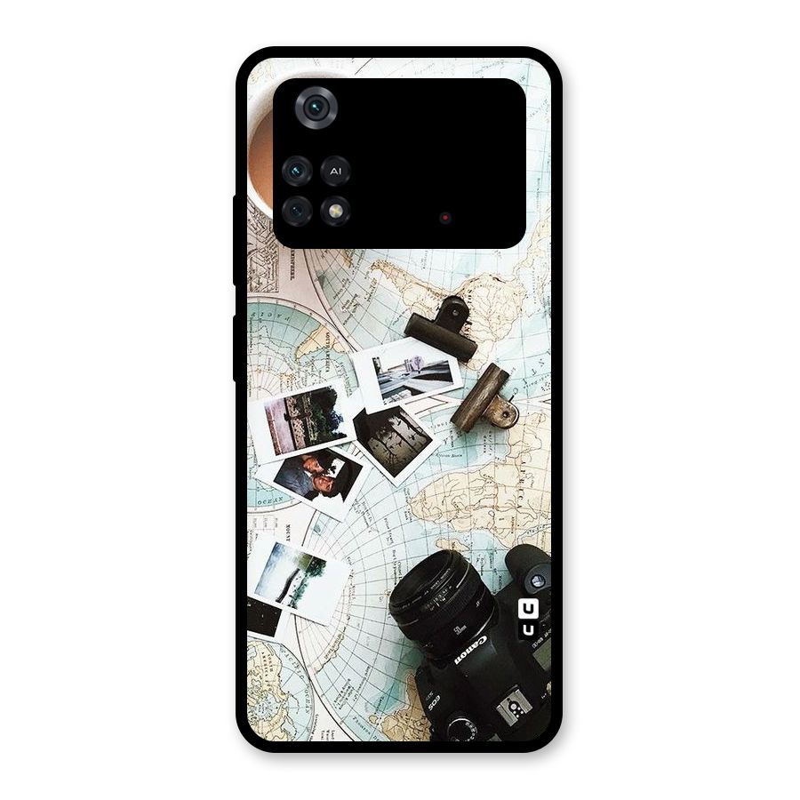 Post Stamps Travel Glass Back Case for Poco M4 Pro 4G