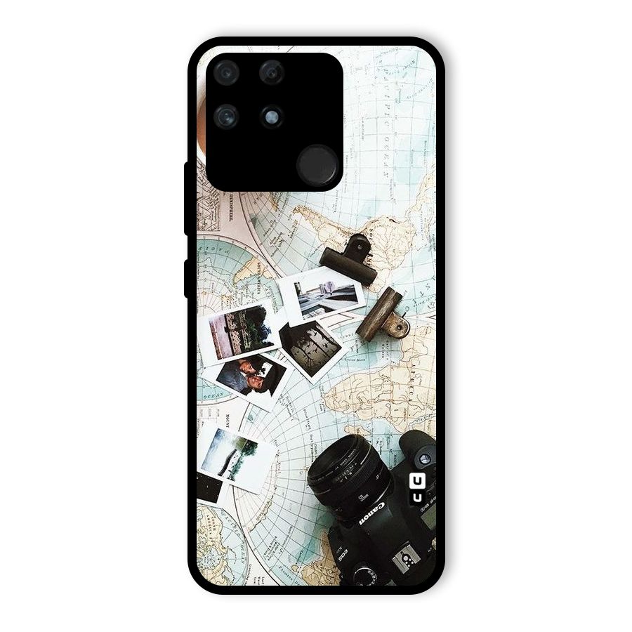 Post Stamps Travel Glass Back Case for Realme Narzo 50A
