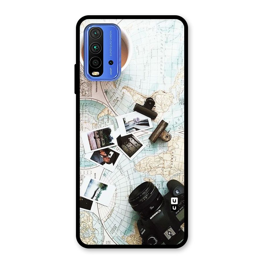 Post Stamps Travel Glass Back Case for Redmi 9 Power