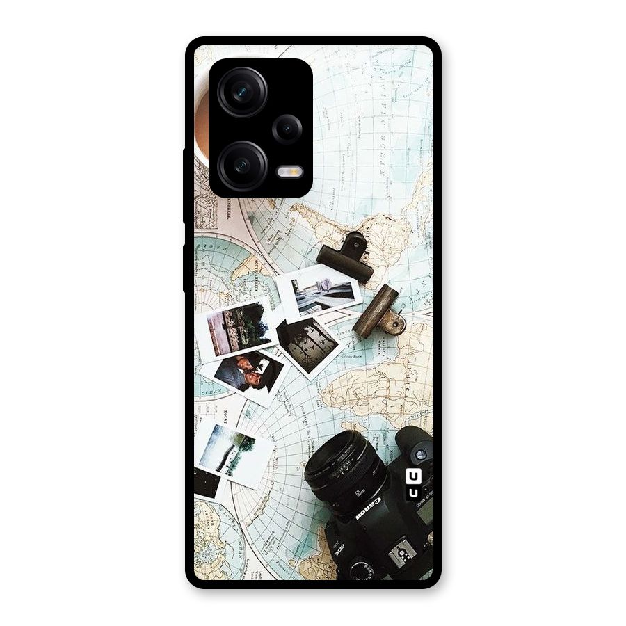 Post Stamps Travel Glass Back Case for Redmi Note 12 Pro