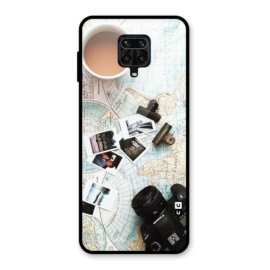 Post Stamps Travel Glass Back Case for Redmi Note 9 Pro