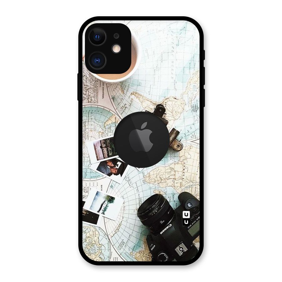 Post Stamps Travel Glass Back Case for iPhone 11 Logo Cut