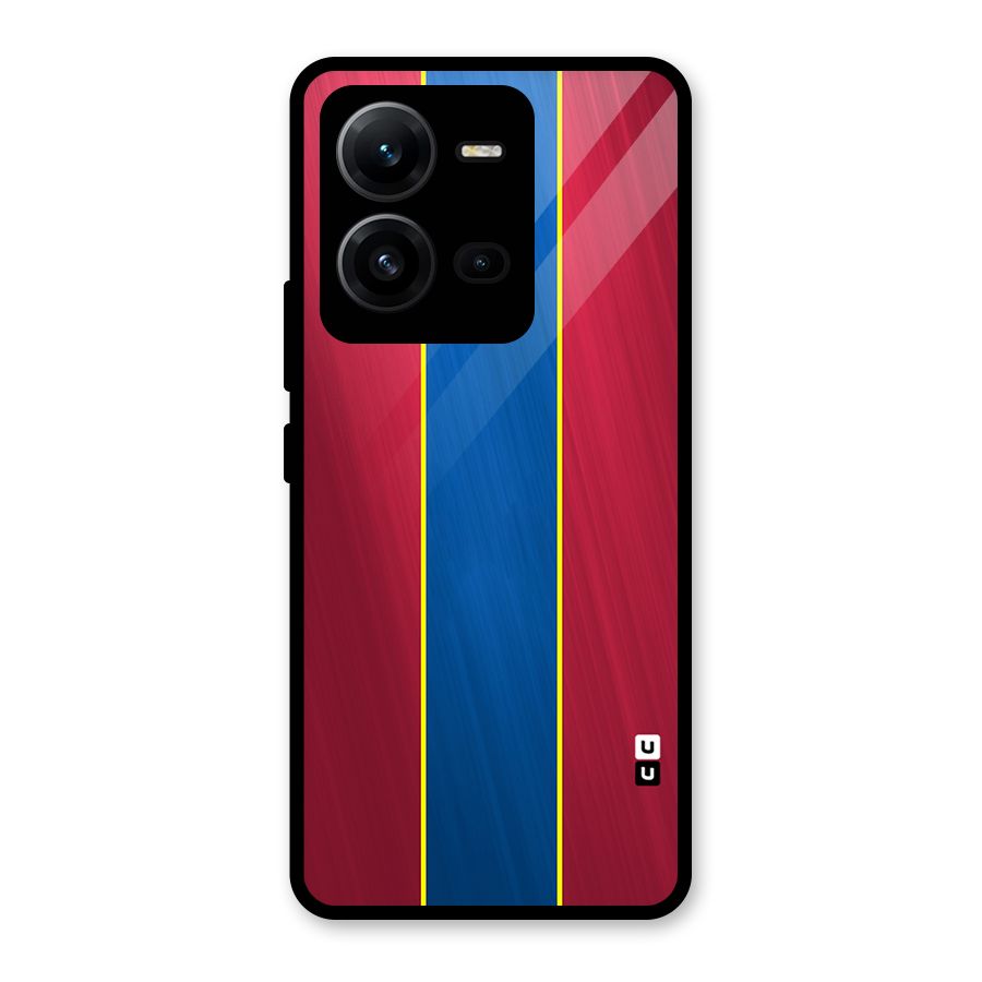 Premium Vertical Stripes Glass Back Case for Vivo V25