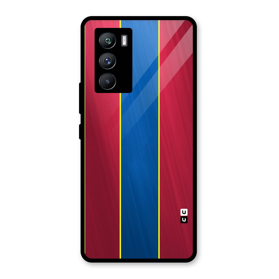 Premium Vertical Stripes Glass Back Case for Vivo iQOO 9 SE