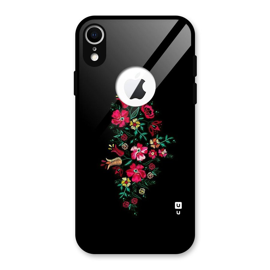 Pretty Allure Flower Glass Back Case for iPhone XR Logo Cut