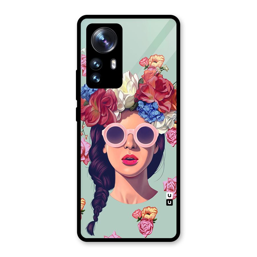 Pretty Girl Florals Illustration Art Glass Back Case for Xiaomi 12 Pro