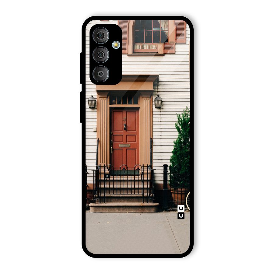 Pretty Orange Door Glass Back Case for Galaxy F23