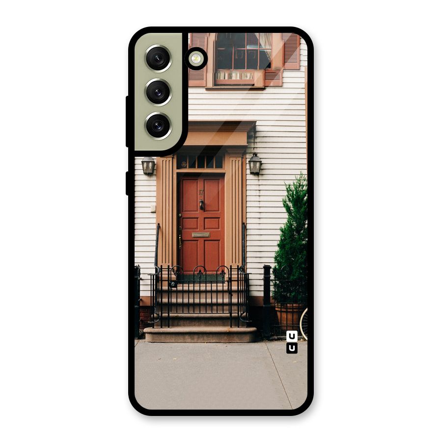 Pretty Orange Door Glass Back Case for Galaxy S21 FE 5G