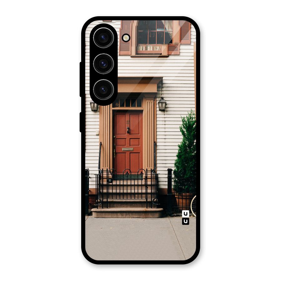 Pretty Orange Door Glass Back Case for Galaxy S23