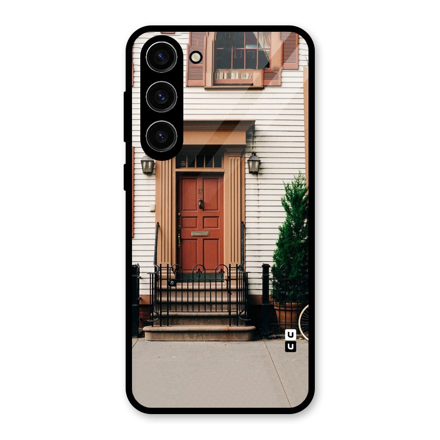 Pretty Orange Door Glass Back Case for Galaxy S23 Plus