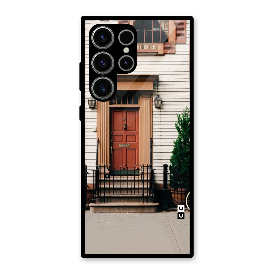 Pretty Orange Door Glass Back Case for Galaxy S23 Ultra