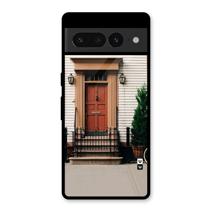 Pretty Orange Door Glass Back Case for Google Pixel 7 Pro