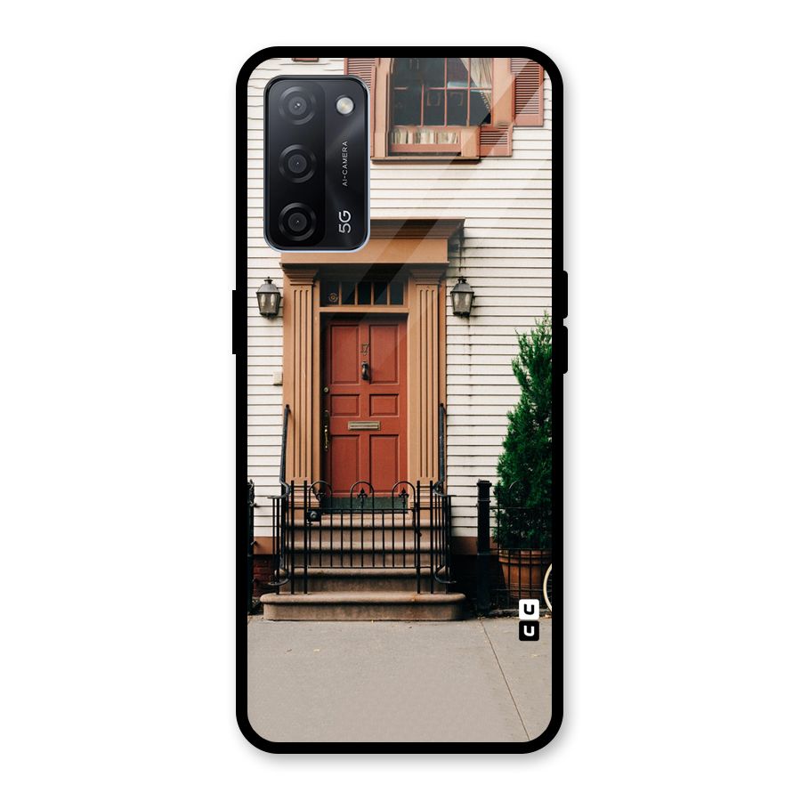Pretty Orange Door Glass Back Case for Oppo A53s 5G