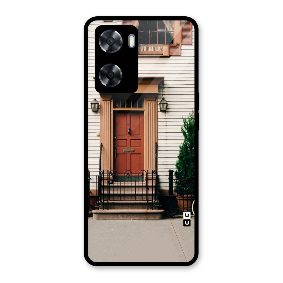Pretty Orange Door Glass Back Case for Oppo A57 2022
