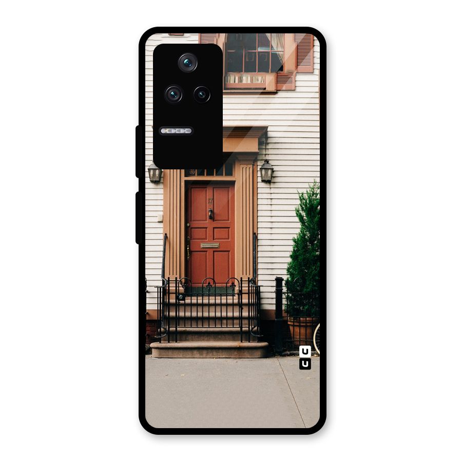 Pretty Orange Door Glass Back Case for Poco F4 5G