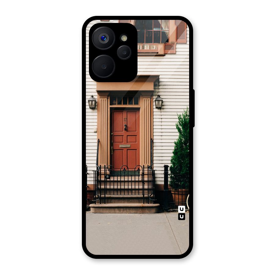 Pretty Orange Door Glass Back Case for Realme 9i 5G