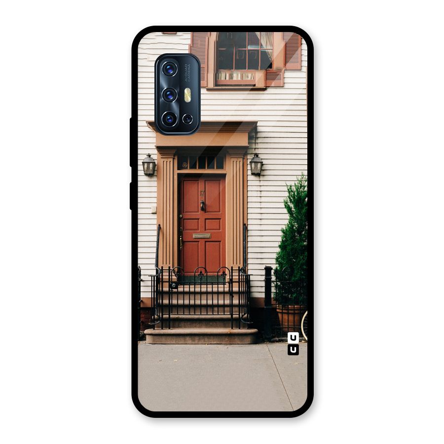 Pretty Orange Door Glass Back Case for Vivo V17