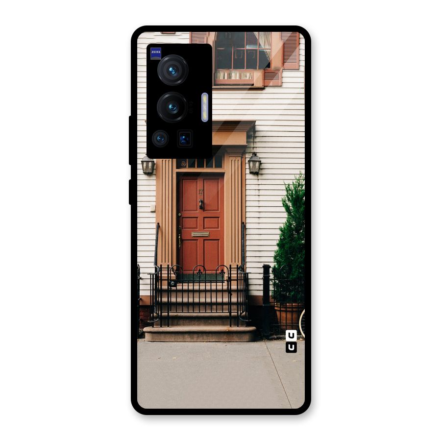 Pretty Orange Door Glass Back Case for Vivo X70 Pro