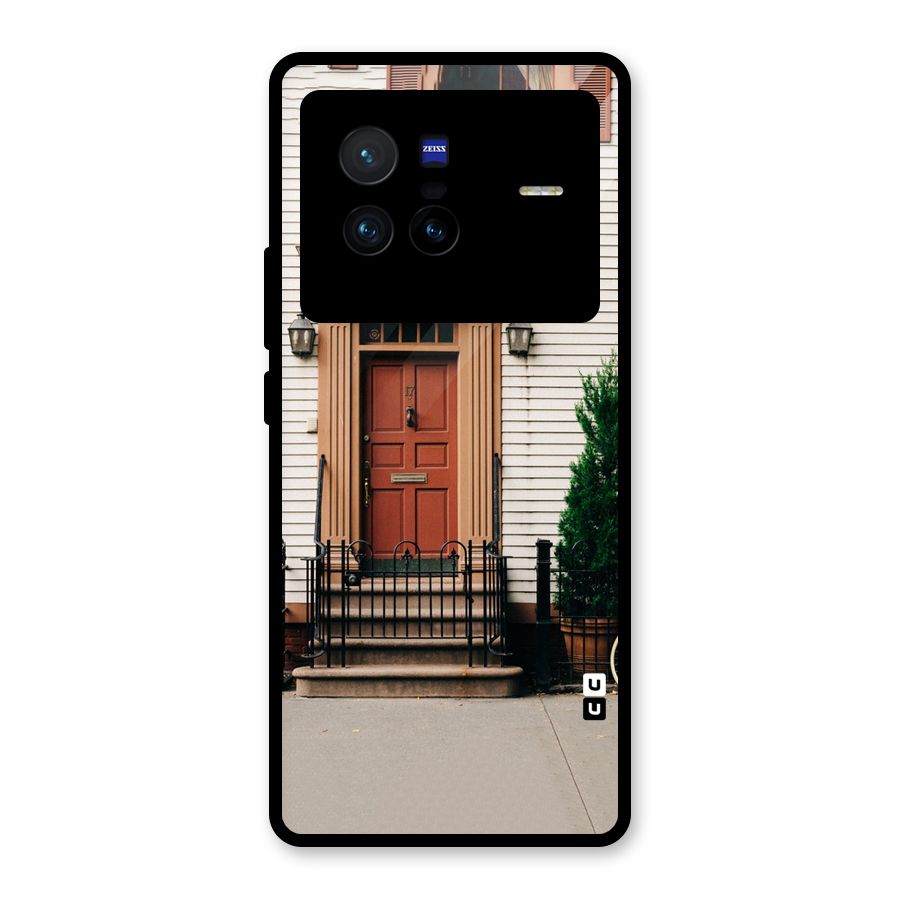 Pretty Orange Door Glass Back Case for Vivo X80