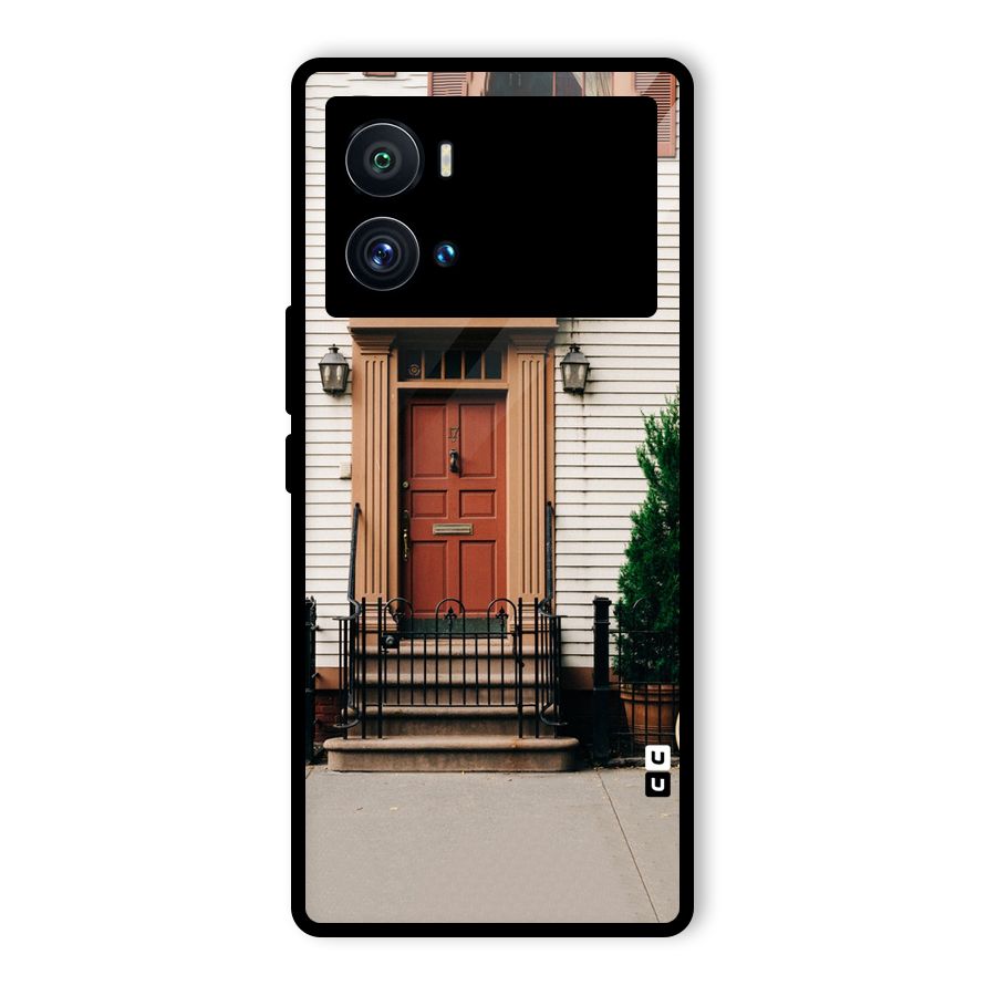 Pretty Orange Door Glass Back Case for Vivo iQOO 9 Pro