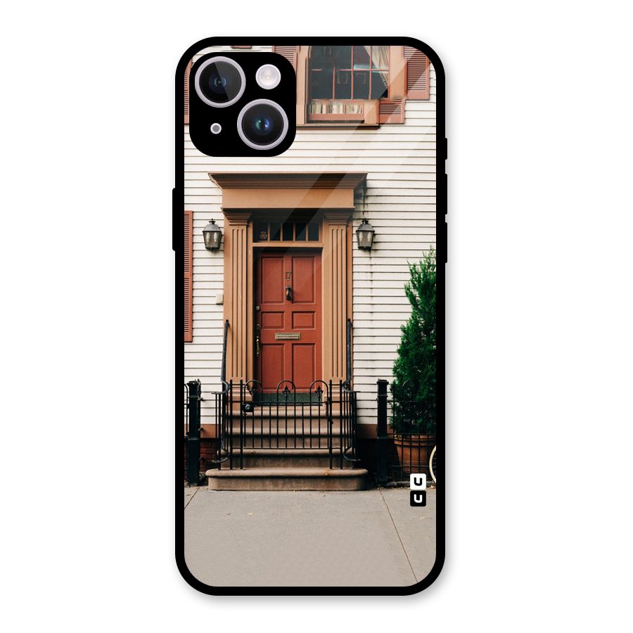 Pretty Orange Door Glass Back Case for iPhone 14 Plus