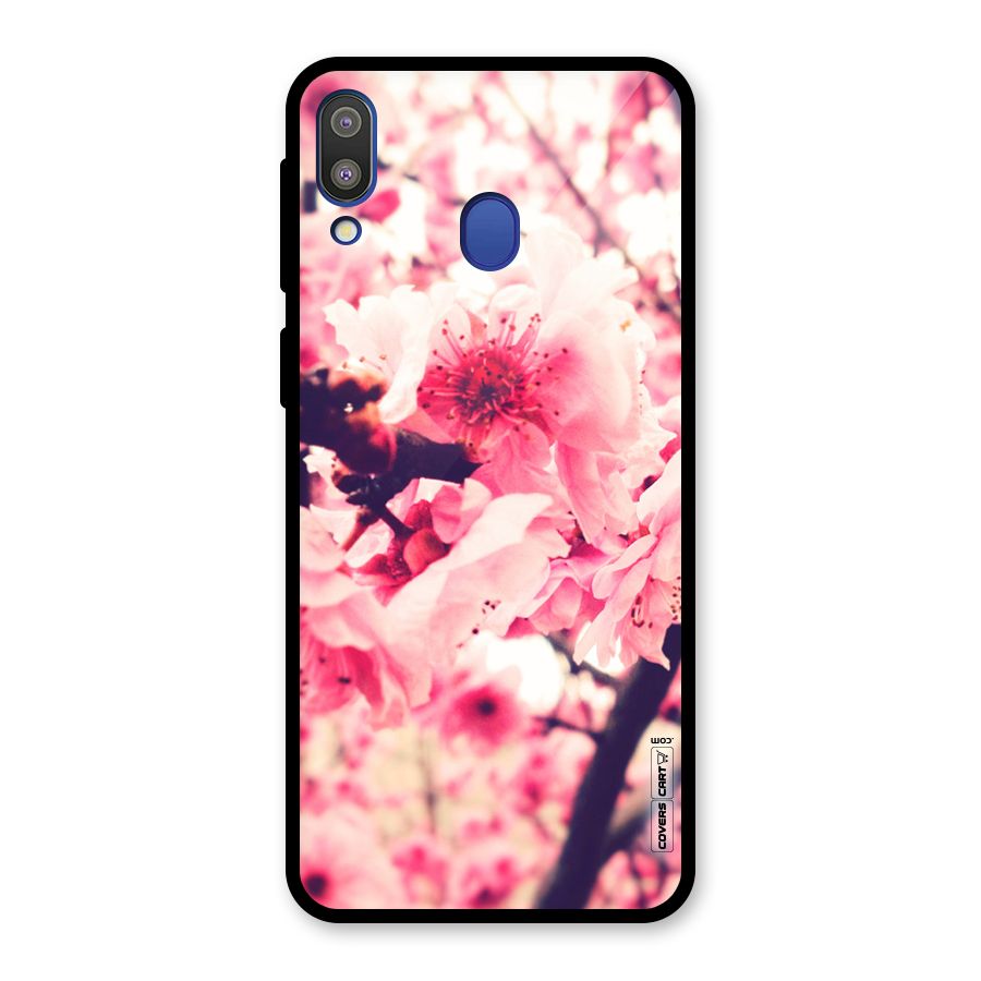 Pretty Pink Flowers Glass Back Case for Galaxy M20