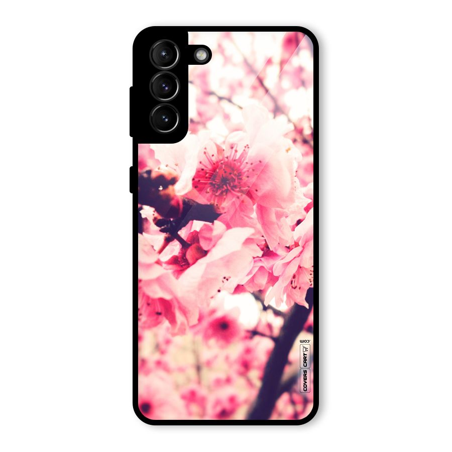 Pretty Pink Flowers Glass Back Case for Galaxy S21 Plus