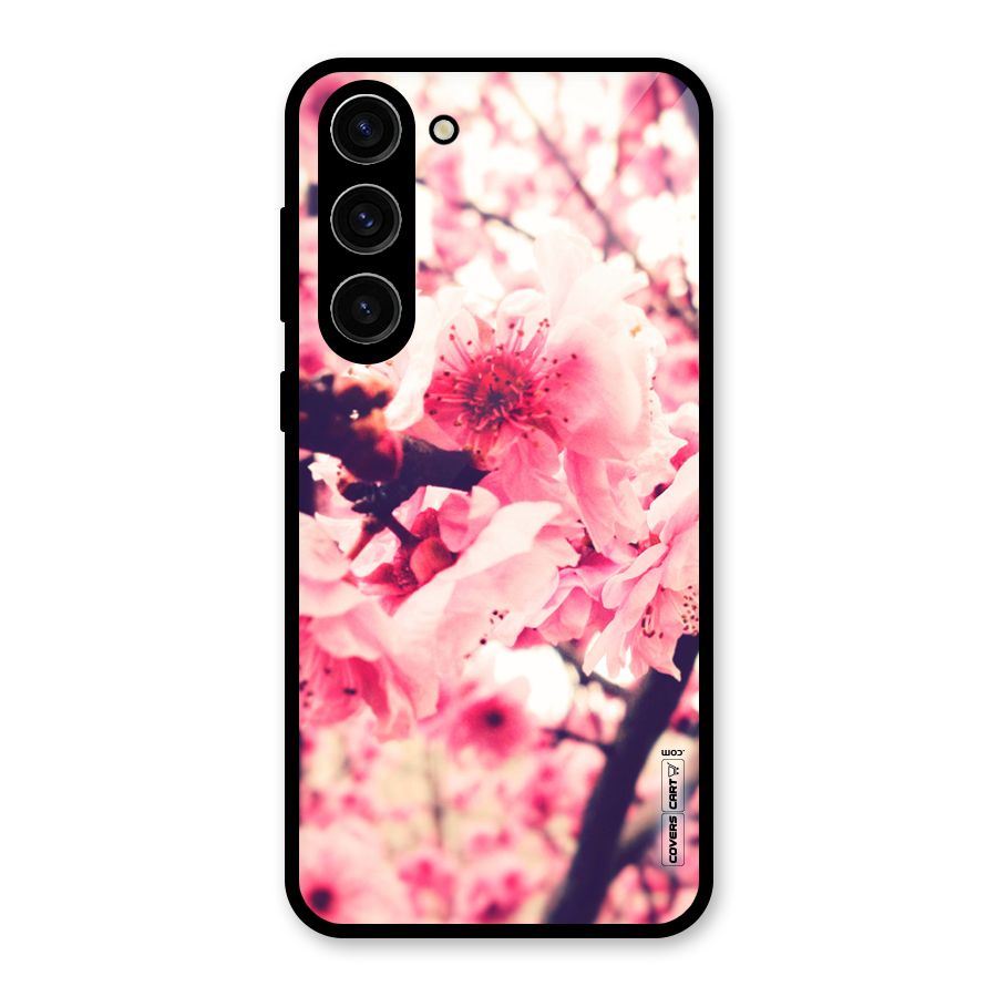 Pretty Pink Flowers Glass Back Case for Galaxy S23 Plus