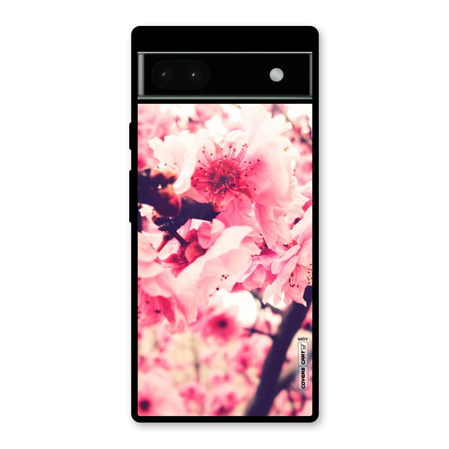 Pretty Pink Flowers Glass Back Case for Google Pixel 6a