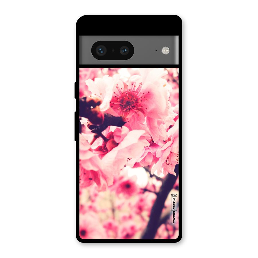 Pretty Pink Flowers Glass Back Case for Google Pixel 7