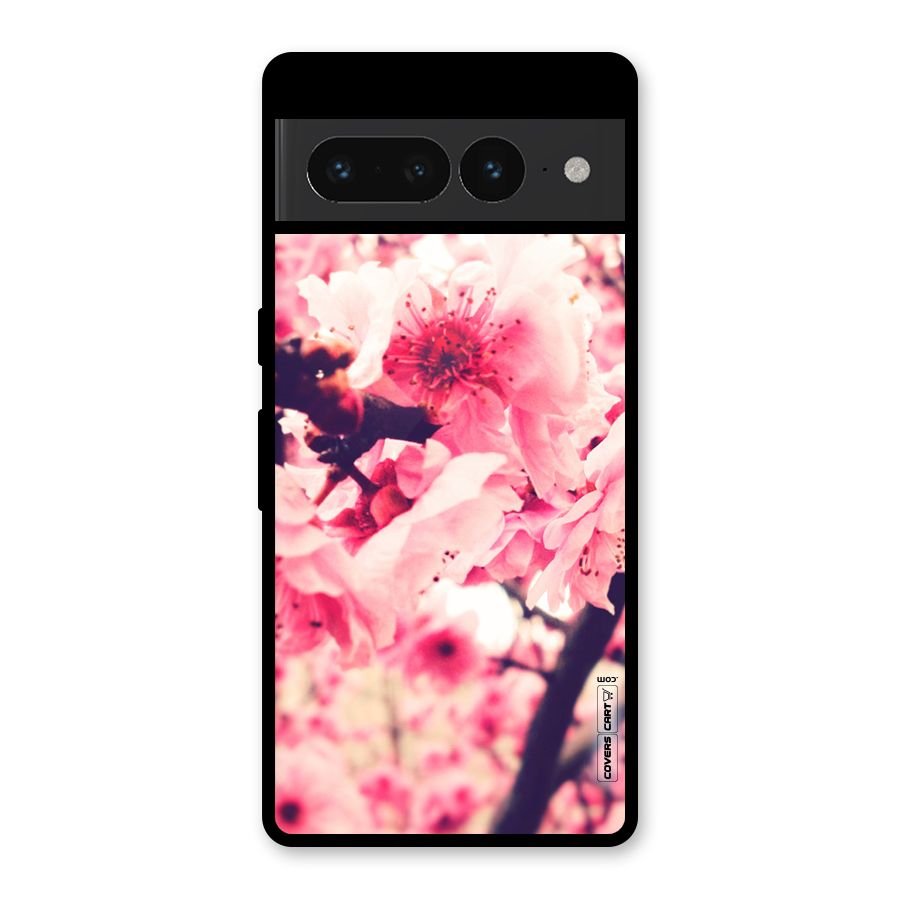 Pretty Pink Flowers Glass Back Case for Google Pixel 7 Pro