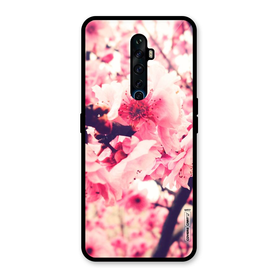 Pretty Pink Flowers Glass Back Case for Oppo Reno2 F