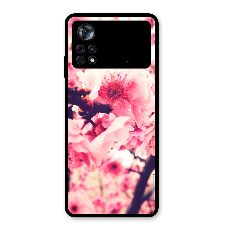 Pretty Pink Flowers Glass Back Case for Poco X4 Pro 5G
